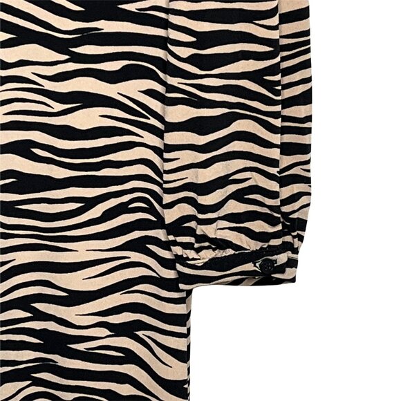 LOFT Tan Black Animal Print Long Sleeve Midi Dress Size 6 NWT Fall - Picture 4 of 12